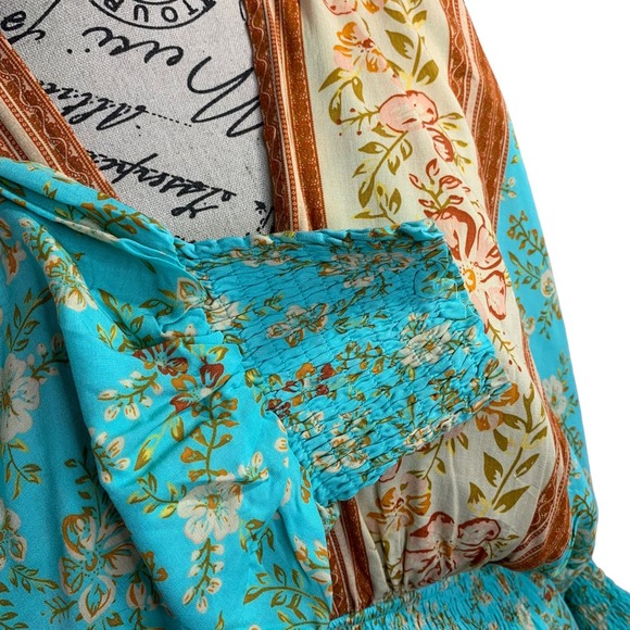 Southern Fried Chics Womens Medium Mini Dress Boho Cold Shoulder Plunging V-Neck - Picture 5 of 12